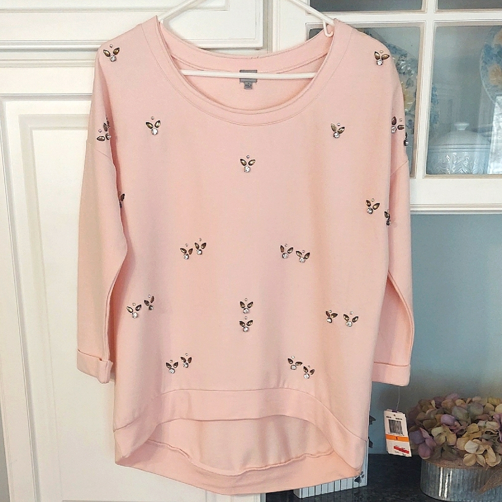 New Blush Embellished Sweatshirt Size S